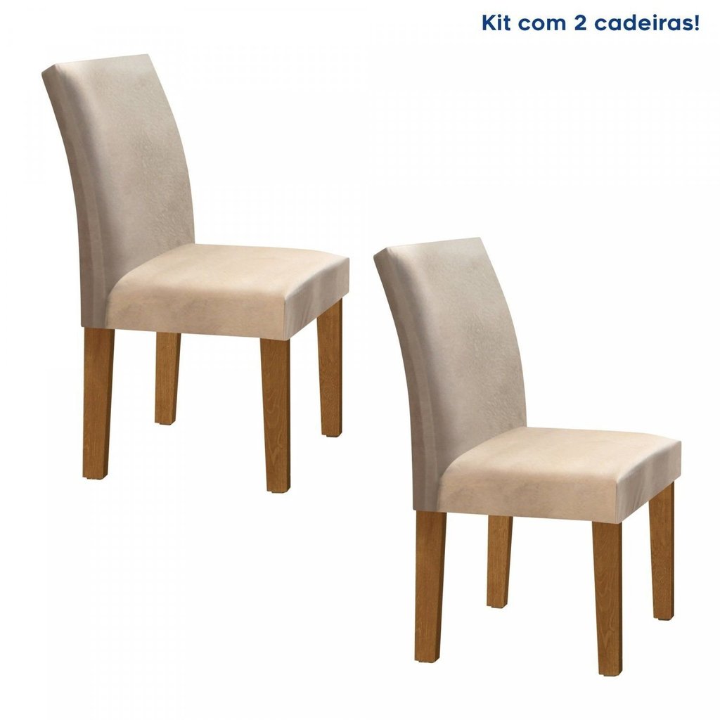 Kit 2 Cadeiras Estofadas Espanha Espresso Móveis Cinamomo/Veludo Bege