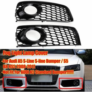 Preto Brilhante Amortecedor Dianteiro Do Carro Luz De Nevoeiro Lâmpada Grade Grill Capa Malha Favo De Mel Para Audi A5 S