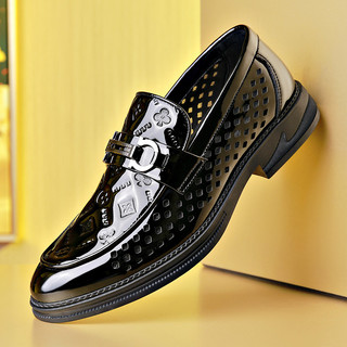 Sapatos de couro masculino couro genuíno brilhante impresso Formal Wear negócios sapatos casuais masculino primavera bri