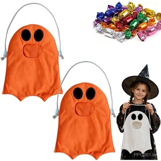 2 Peças de Sacos de Doces de Halloween em Forma de Fantasma, Sacos de Doces Reutilizáveis em Lona com Formato de Fantasm