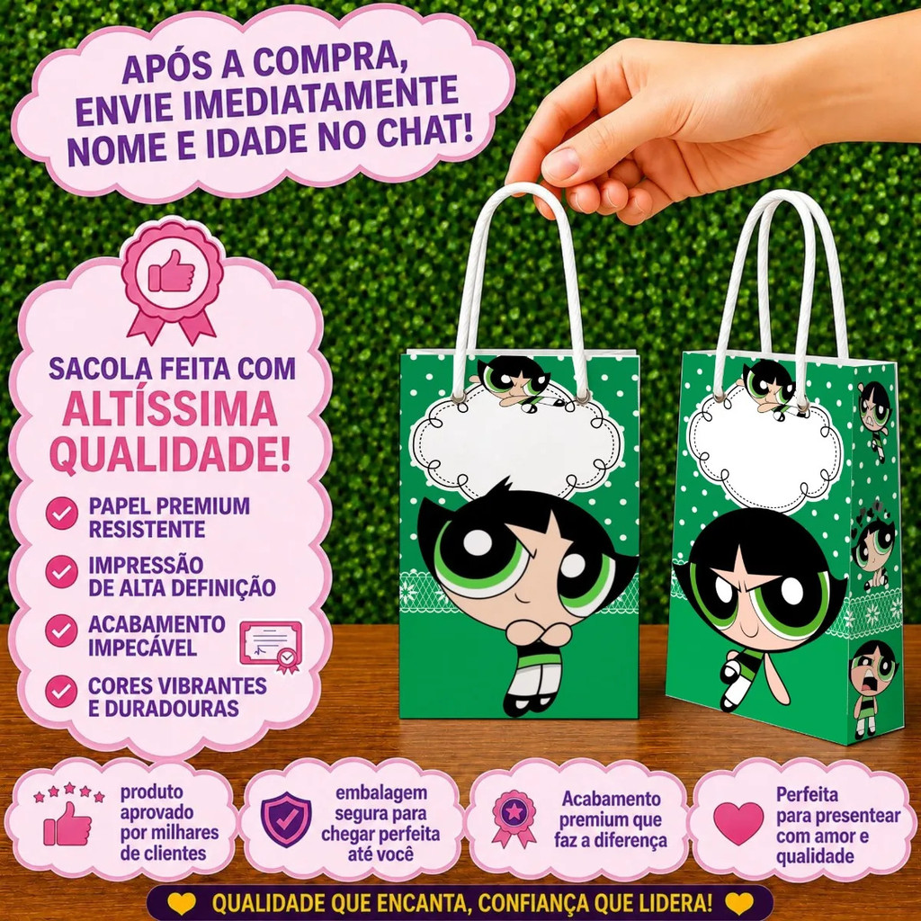 Sacolinhas Surpresa Personalizadas Docinho Superpoderosas Lembrancinha Aniversário Com Nome e Idade Festa Infantil