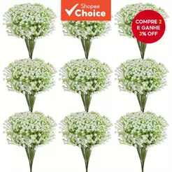 30 peças de flores artificiais brancas Gypsophila de toque real para arranjos de casamento e festas