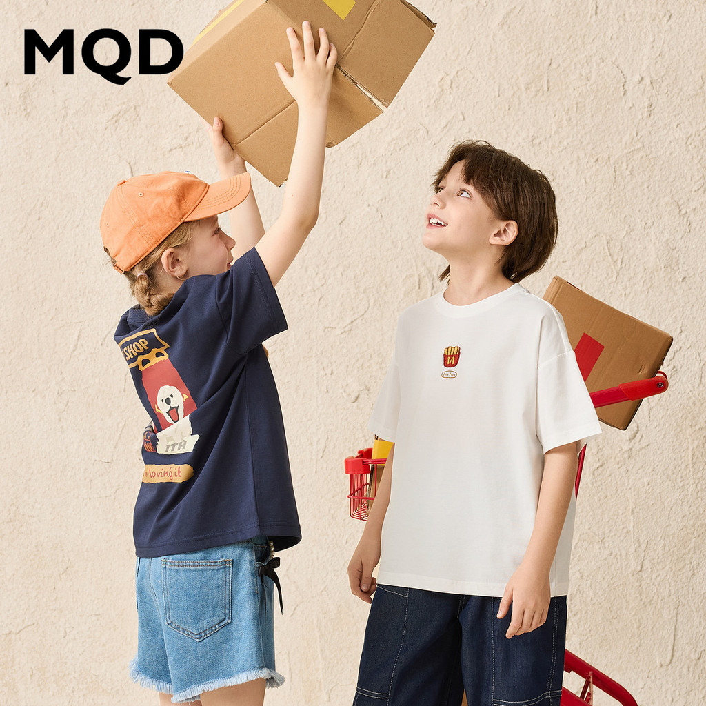 MQD roupas infantis meninos meninas dos desenhos animados camisetas 26 verão novos produtos crianças Preppy na moda lega