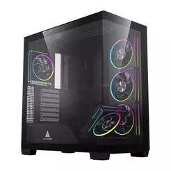 Gabinete Gamer Acegeek Nebula, ARGB, Mid-Tower, Lateral de Vidro, Com 5 Fans, Preto, AG-NEBULA-BK-I5F