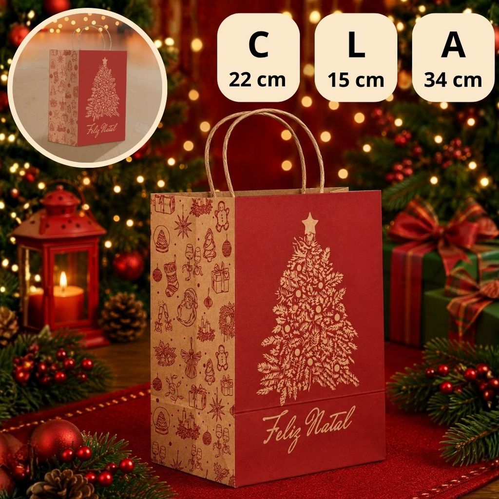 10 SACOLA P/ PRESENTE DE NATAL M 22X15X34 6291 ( NATAL IDEIA 2026) · foto 2