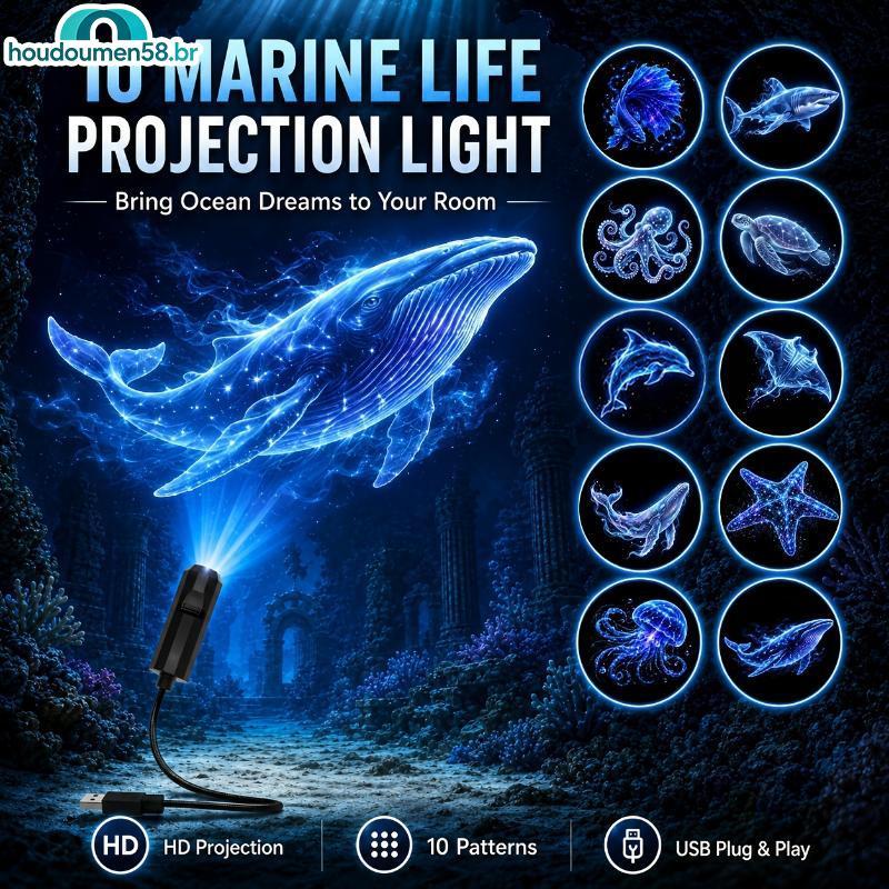 HOUDO 1 Conjunto Sonhador Dinâmico Oceano Projetor Portátil USB LED Luz Noturna Doce Presente Para Namorada Decoração De