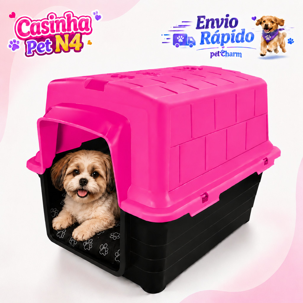 Casinha de Cachorro com Caminha Confortável Casa Para Cães Premium com Caminha N4