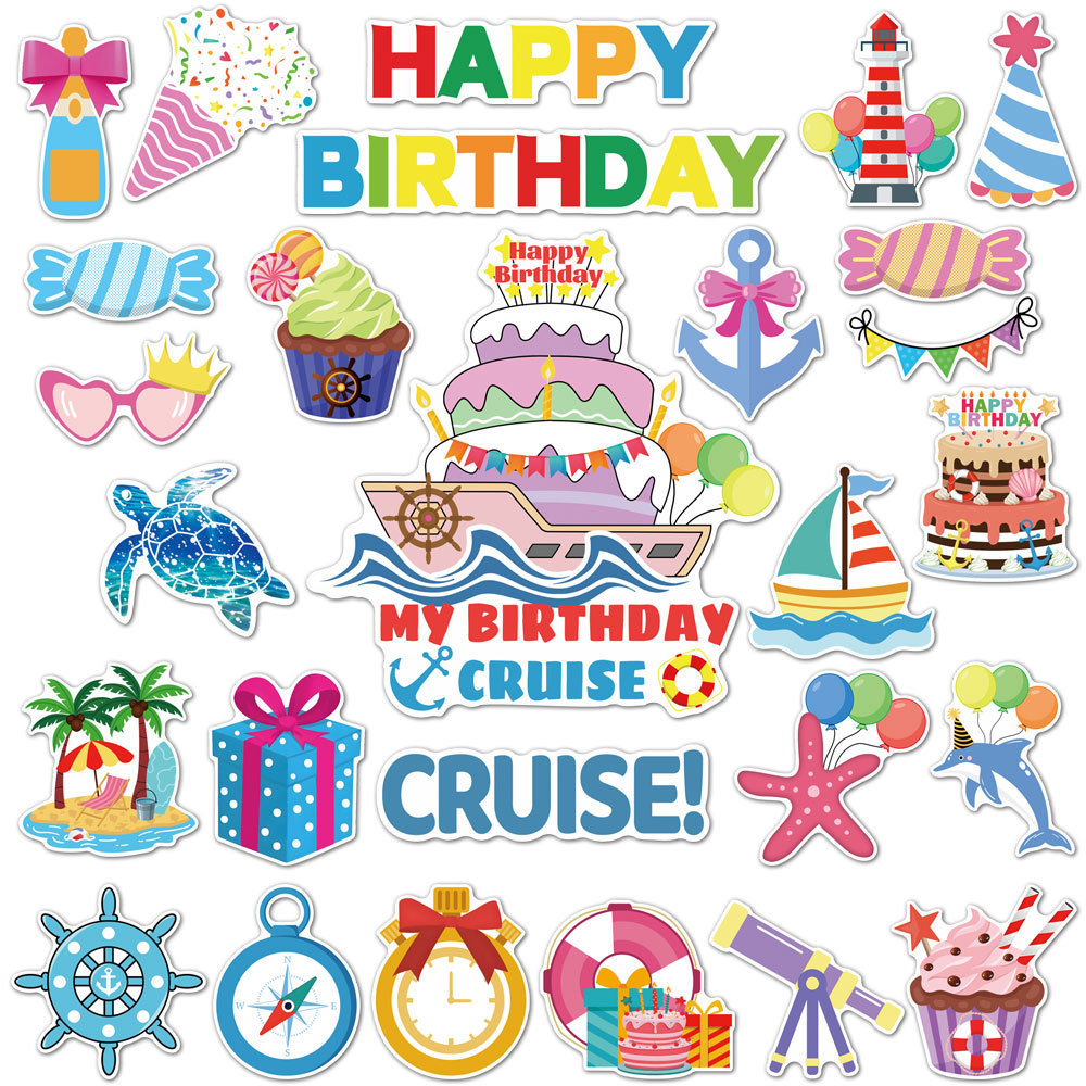 Novo estilo CT aniversário cruzeiro ímã viagem cruzeiro decoração feliz aniversário carnaval geladeira adesivo20260831