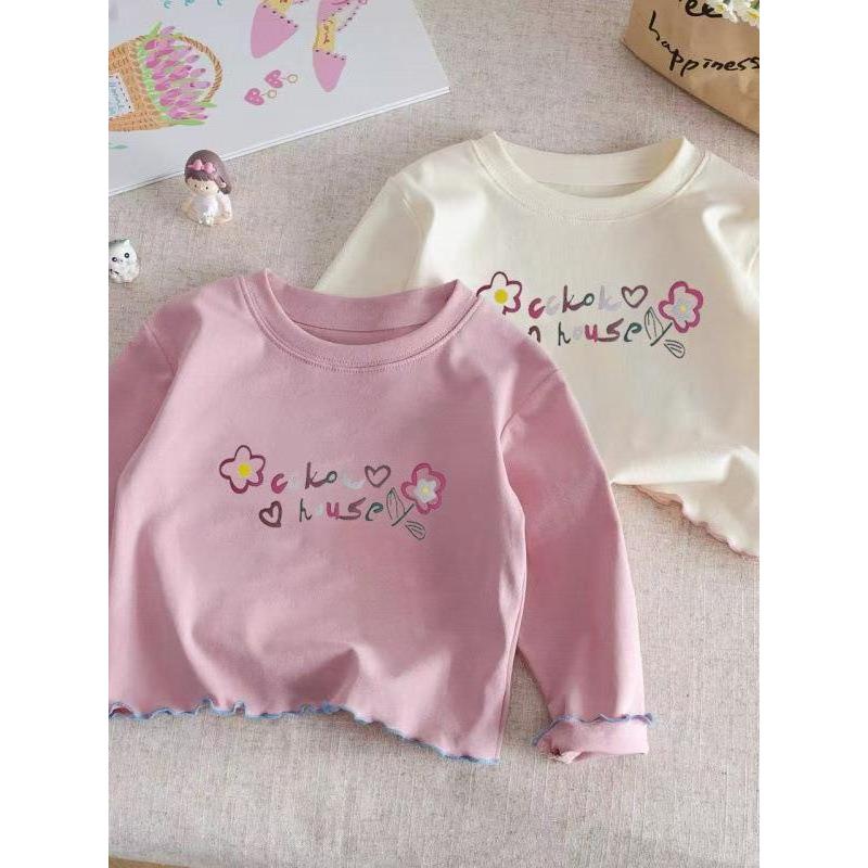 Meninas dos desenhos animados impresso camiseta primavera outono novo estilo crianças bonito de manga comprida camiseta 