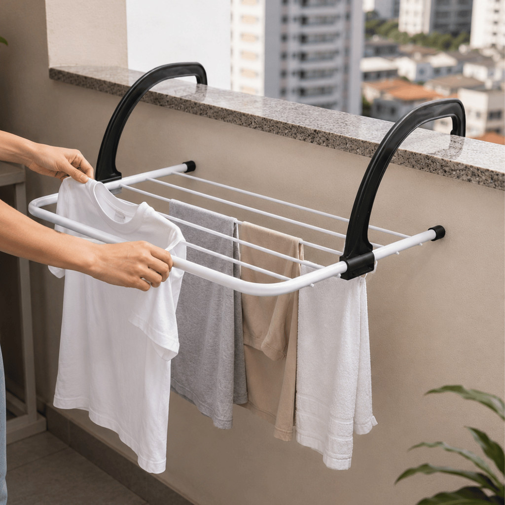 Varal Portatil Para Apartamento Secador De Roupas Pratico e Retratil Para Janela e Parede - Kaziva