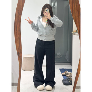 Mais magro olhar ligeiramente queimado calças femininas Plus Size gordura mm preto velo terno calças em forma de pêra co