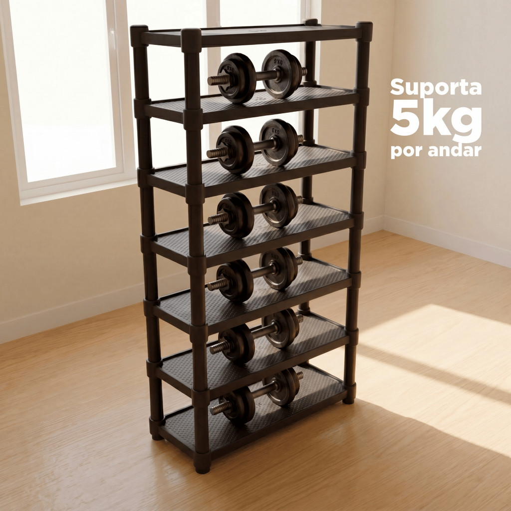 Estante Prateleira Modular Multiuso Organizadora Plástico Reforçado 7 Andares - Kaziva