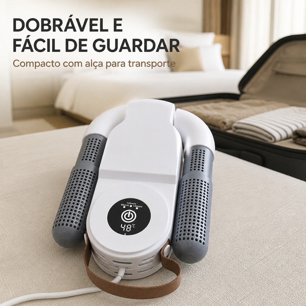 Secadora de Tênis e Sapatos Elétrica para Calçados Molhados com Duas Saídas de Ar 110V 150W Dobrável