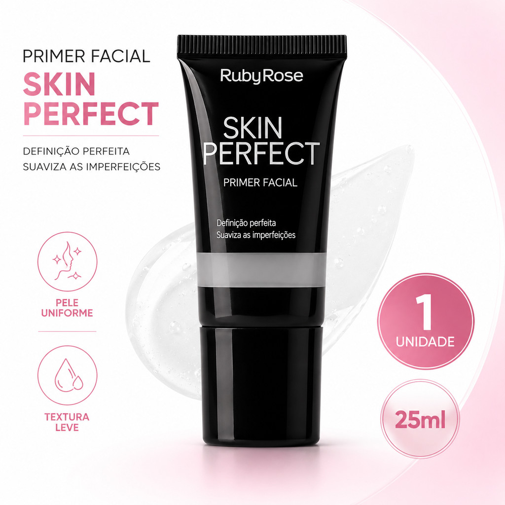 Primer Facial Ruby Rose Skin Perfect HB-8086 25ml Minimiza Aparência dos Poros