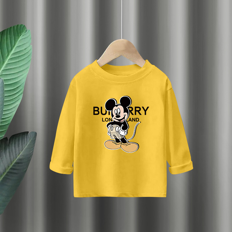 Meninos dos desenhos animados de manga comprida camiseta puro algodão primavera outono estilo crianças fino topos médio 