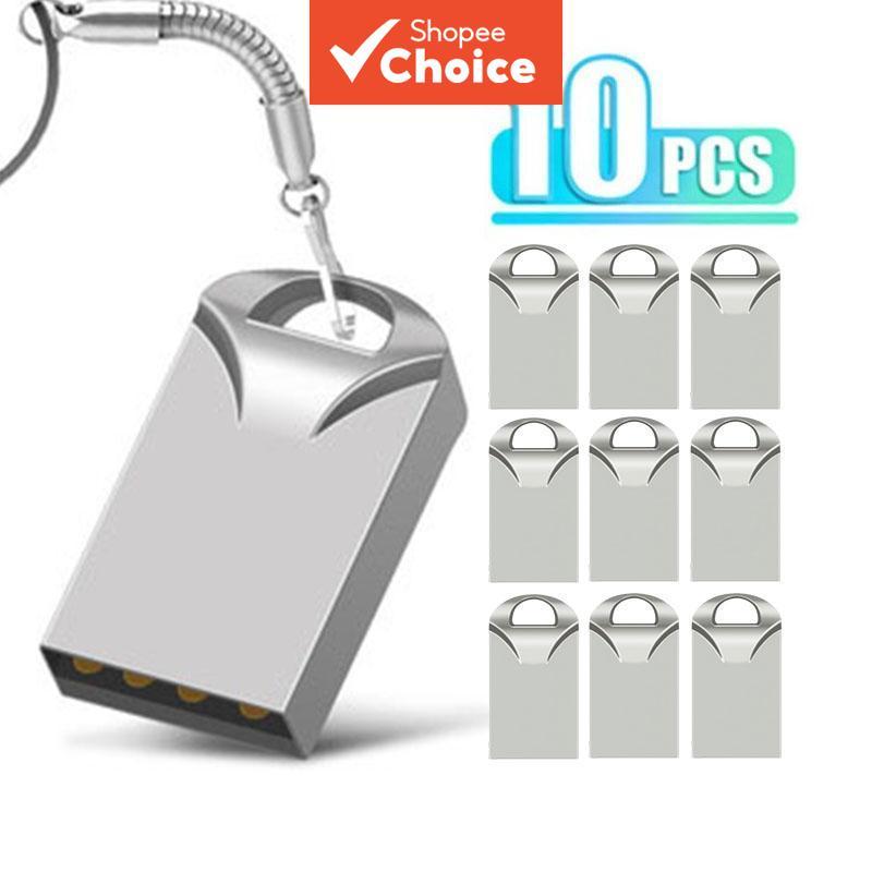 Conjunto de 10 Unidades de Pen Drive USB Metálicas 4GB/8GB/16GB, Alta Velocidade, Portátil e Confiável para