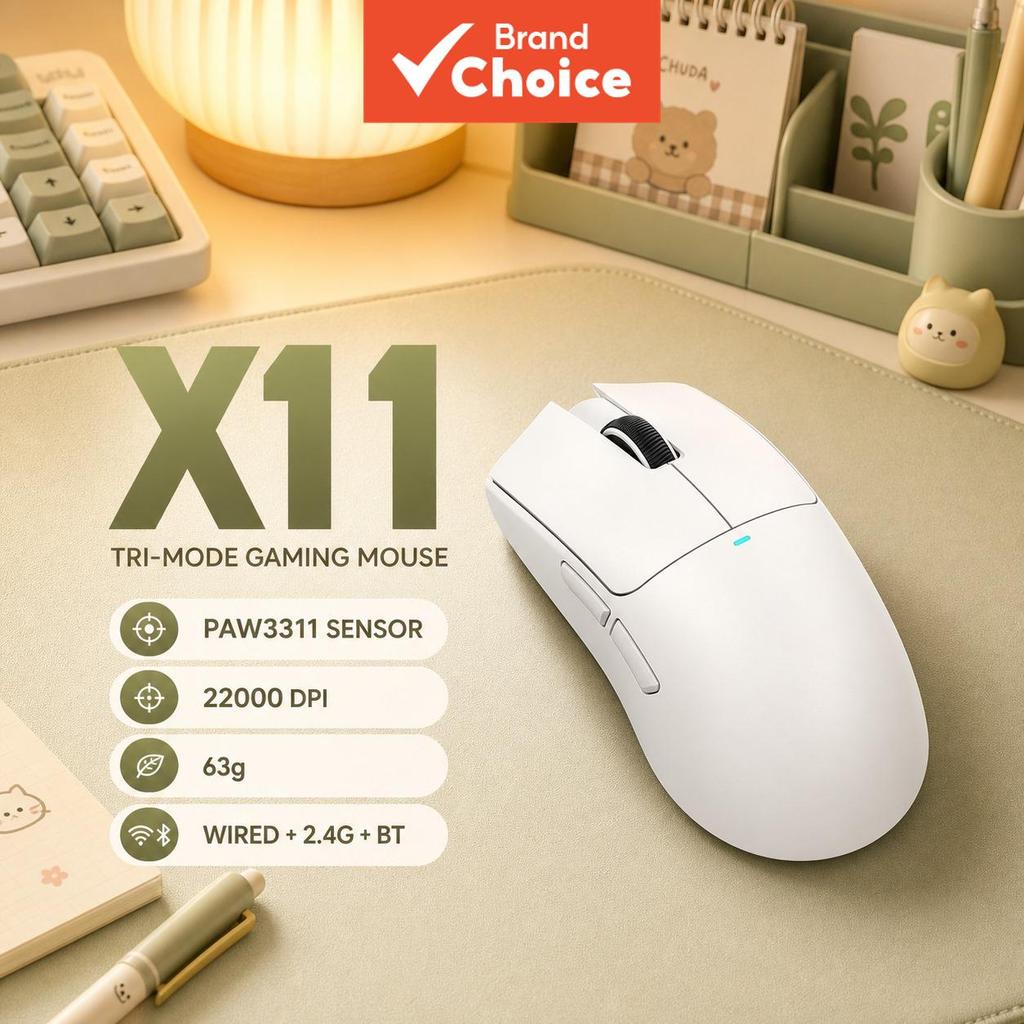 Mouse Para Jogos ATTACK SHARK X11 , Três Modos , PixArt PAW3311 , Até 22000 DPI , Taxa De Pesquisa De 1000 Hz