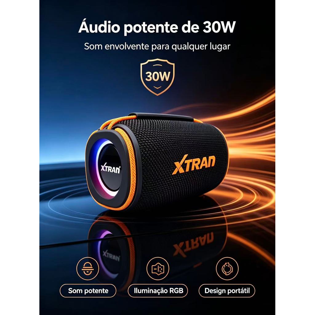 Caixa de Som Bluetooth Externo Prova D'Água IPX5 30W- TWS Multimídia TWS USB TF FM AUX
