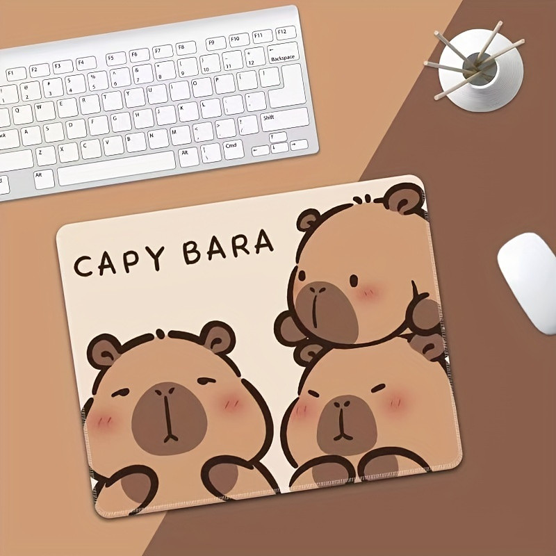 Mouse Pad Gamer Capybara Animal Fofo, Mouse Pad Antiderrapante Borda Costurada para Escritório e Jogos