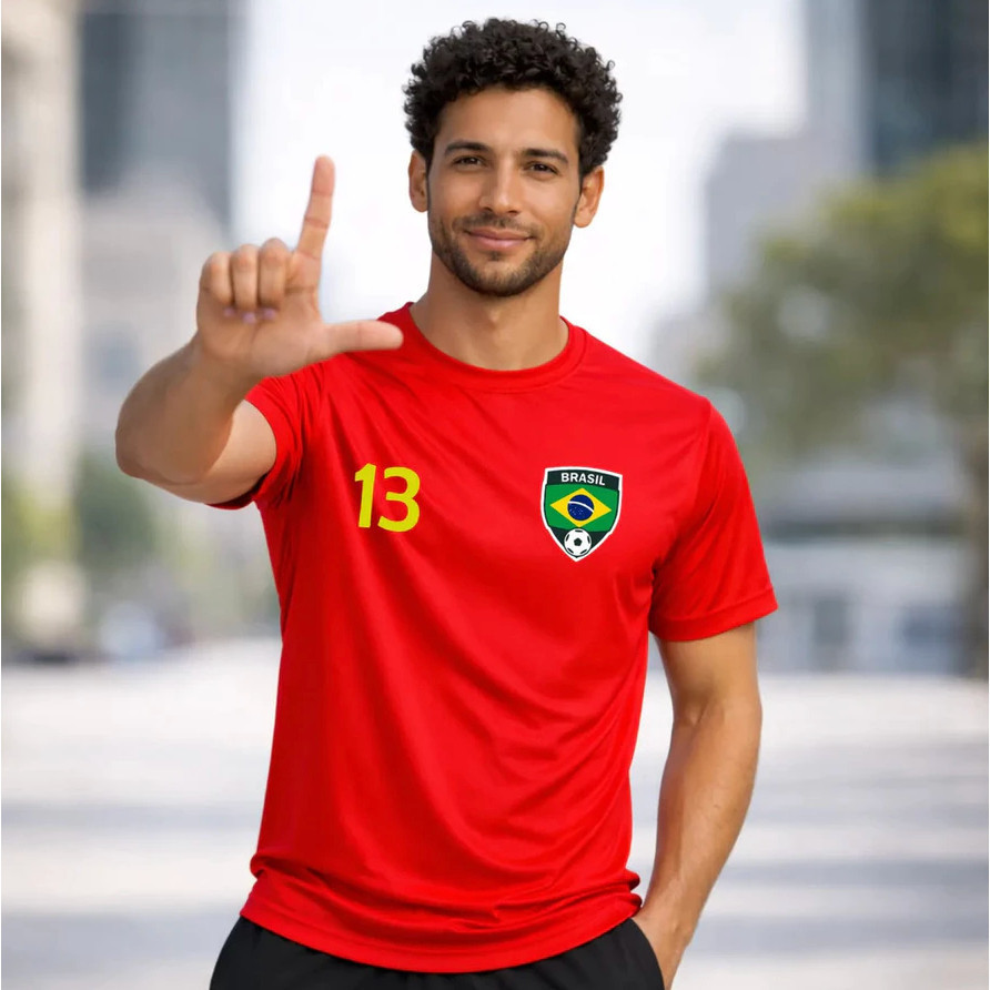 Camiseta Unissex Premium Seleção Brasileira Vermelha 13