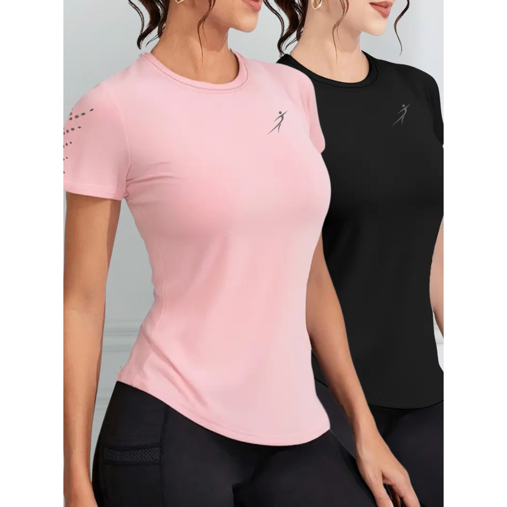 Kit 2 Camisetas Dry Fit Feminina Esportiva Academia Caminhada Corrida Treino Proteção UV Premium
