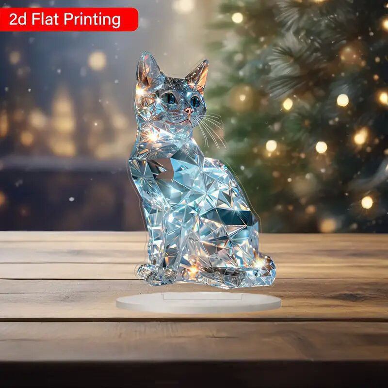 2D acrílico cristal gato espumante estátua estilo boêmio decorações para casa