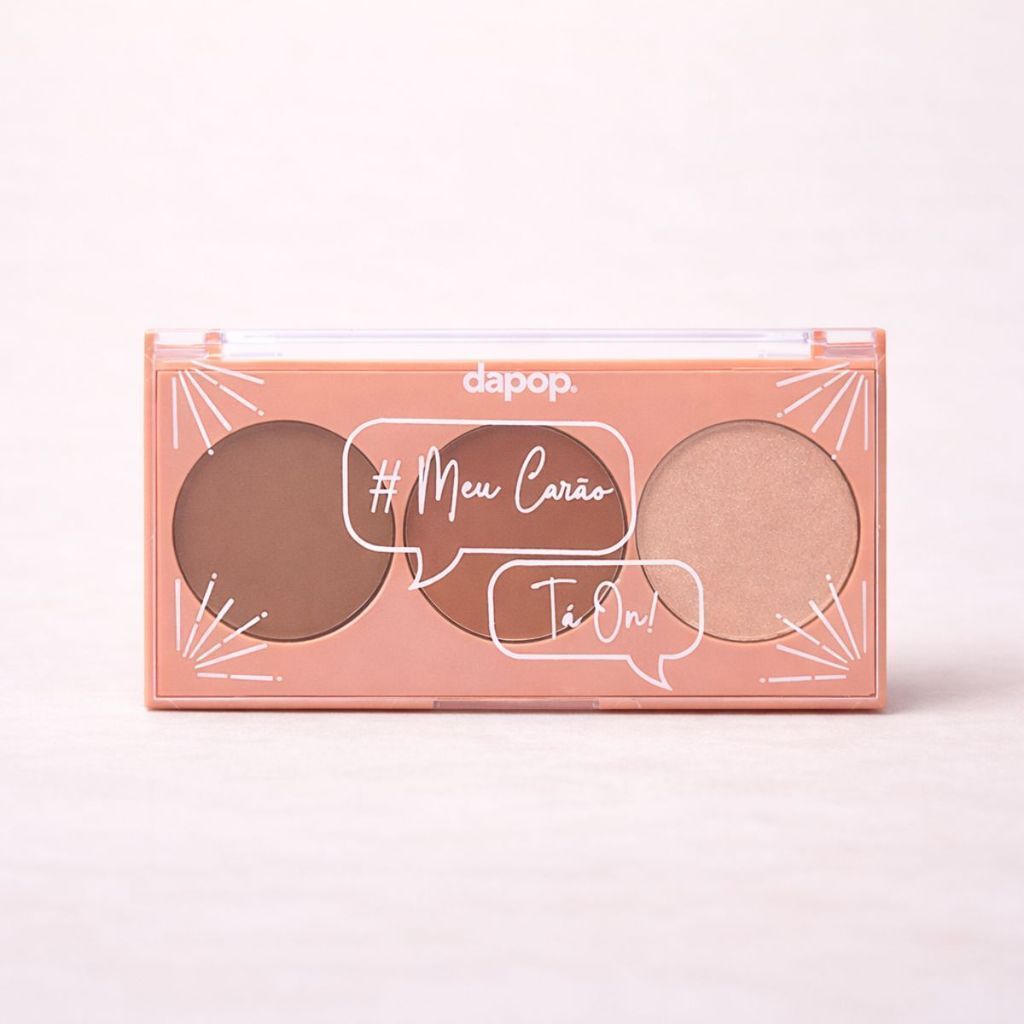 Paleta Trio Dapop Retro Blush Iluminador e Contorno Acabamento Profissional