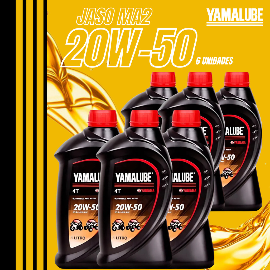 KIT 6 ÓLEO YAMALUBE 20W-50 20W50 MINERAL 4T FACTOR 150 FAZER 150 CROSSER 150 FZ15 LANDER TENERE