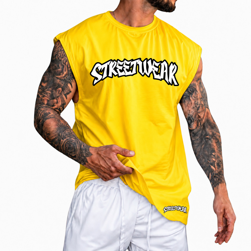 Regata Machão Oversized 100% Algodão Camiseta Cavada Musculação Streetwear Treino Praia Academia
