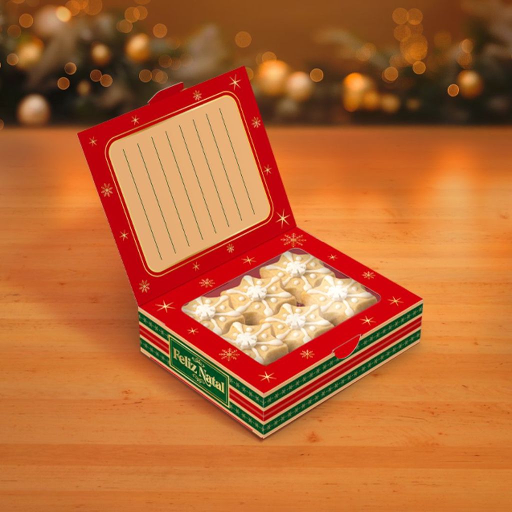 10~30 CAIXA CARTÃO BISCOITOS DE NATAL C/ VISOR 12X10X3 6165 ( NATAL IDEIA 2026 ) — imagem 2 de 2