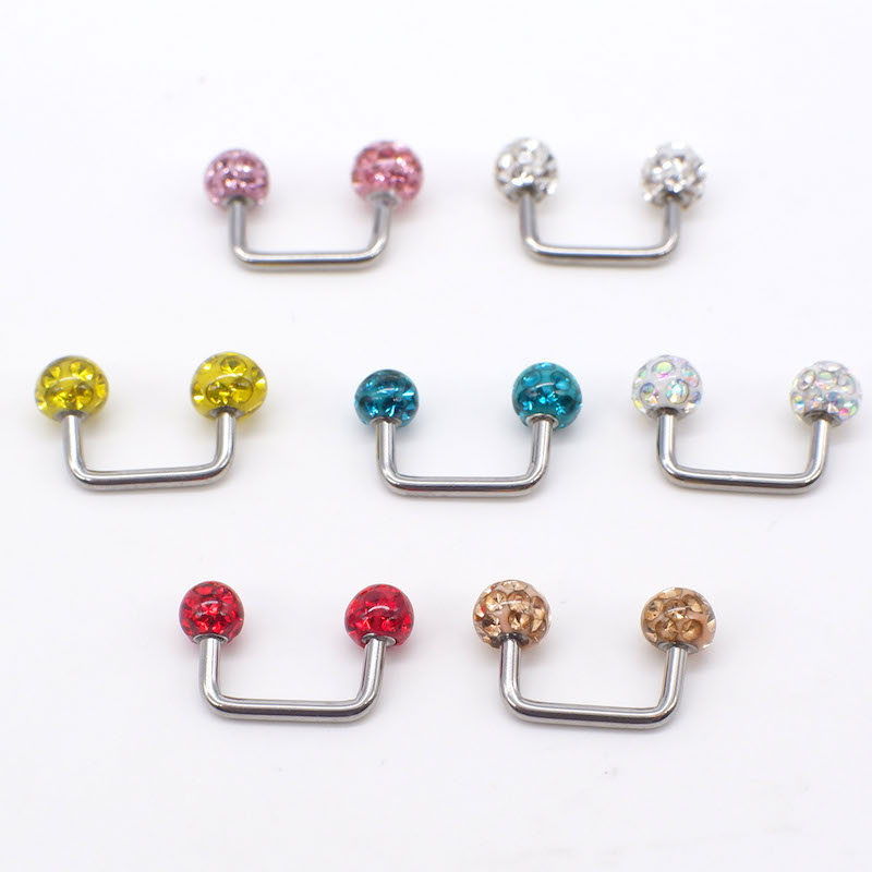 Brincos de diamante completos com revestimento em U de aço de titânio Brincos de diamante Flash Versão coreana Brincos f