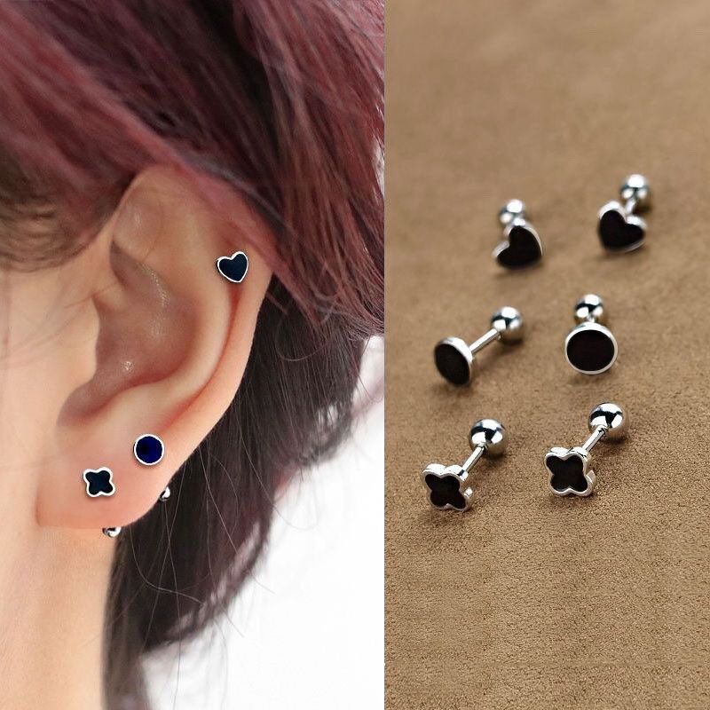 S925 prata agulha brincos feminino orelha Piercing brincos nicho High-End zircão brincos caracol brincos diamante