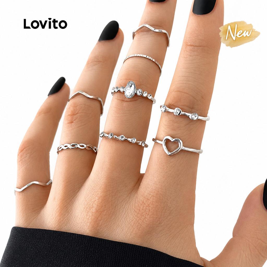 (New Arrival) Lovito Anéis De Metal Casuais Modernos De Moda Coreana De Cor Sólida E Lisos RGD001BR012