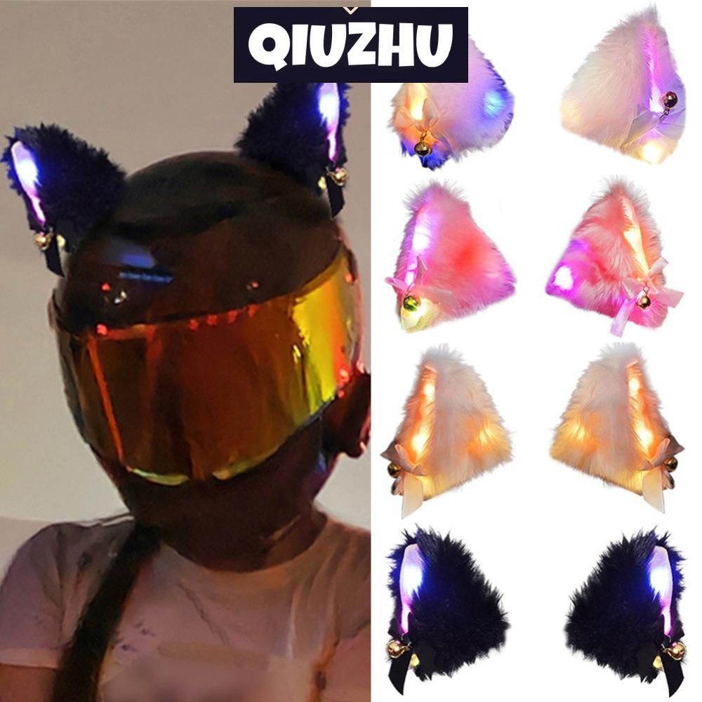 QIUZHU 2 Peças Adesivos De Decoração Para Capacete De Motocicleta Com Orelhas De Gato De Pelúcia Motocross Rosto Inteiro