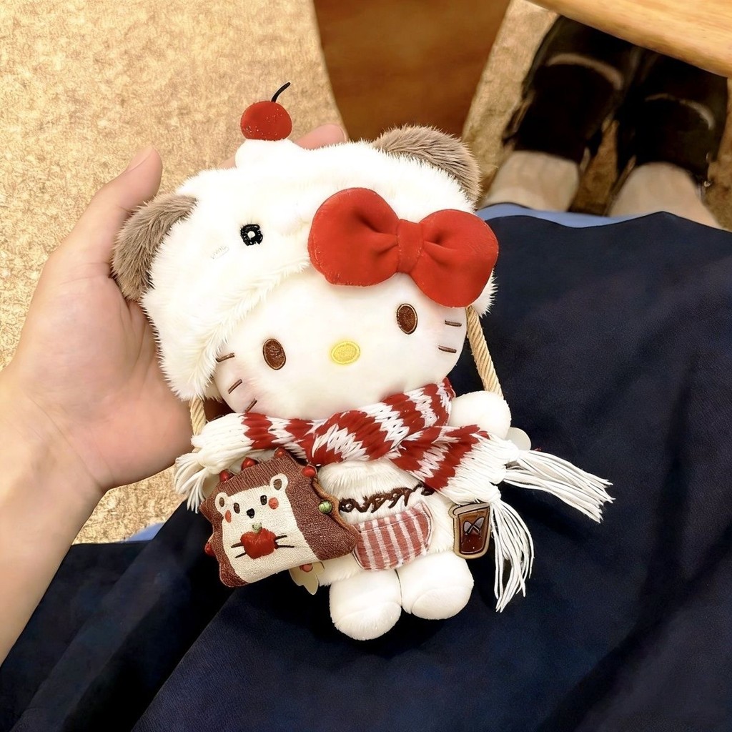 Chaveiro de gato Kitty para meninas, acessório de cãozinho KT, boneco de pelúcia, chaveiro de inverno, presente de prese