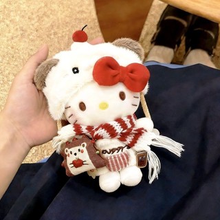 Chaveiro de gato Kitty para meninas, acessório de cãozinho KT, boneco de pelúcia, chaveiro de inverno, presente de prese
