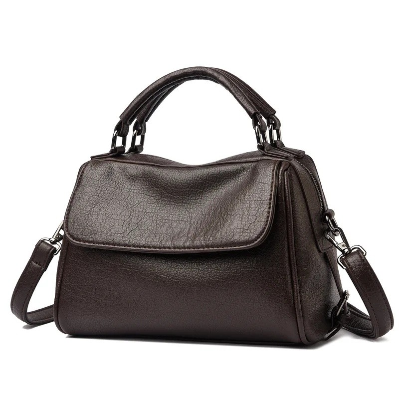 Bolsas de mão femininas Boston, em couro sintético macio de cor lisa, bolsa de ombro e transversal para mulheres
