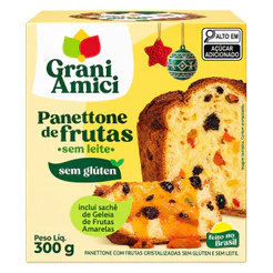 Panetone de Frutas Sem Glúten e Sem Lactose 300g Grani Amici