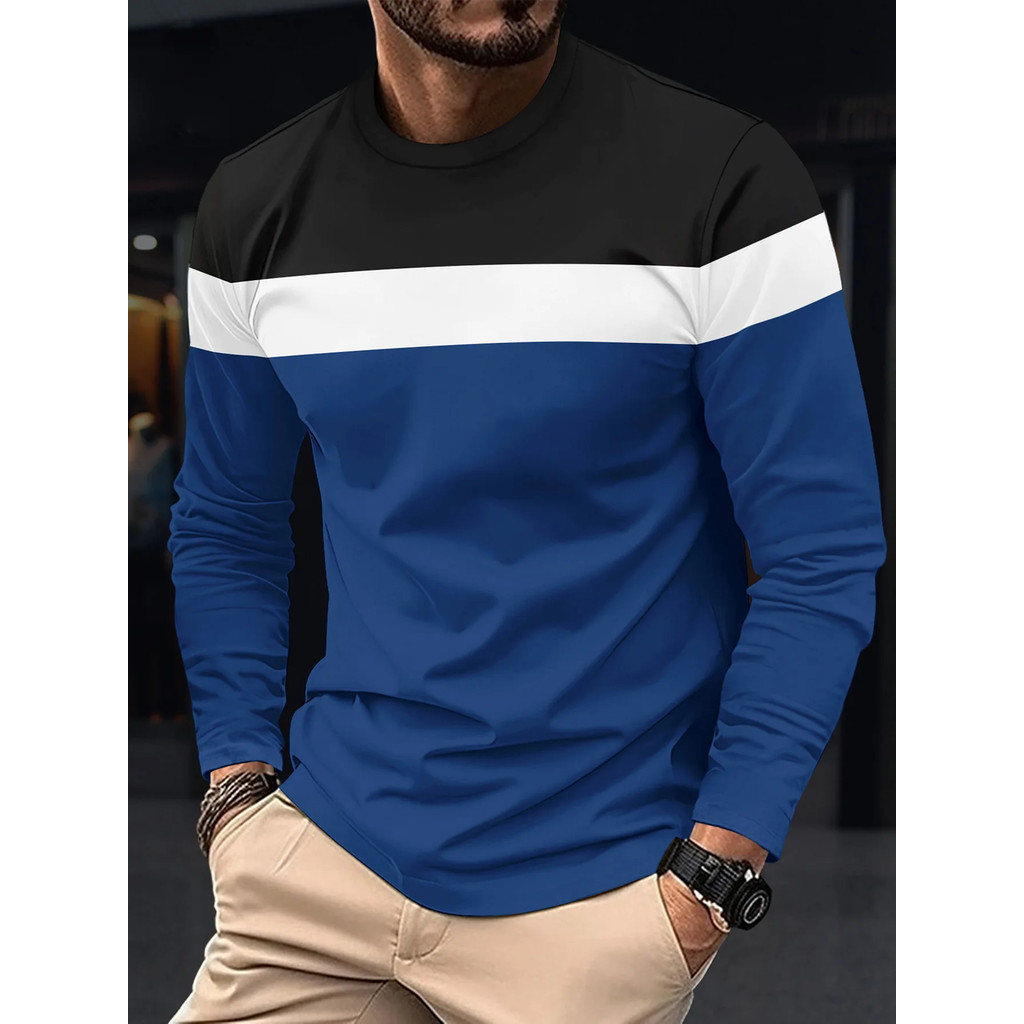 Novo Masculino Casual Em Torno Do Pescoço Camiseta Respirável , Confortável E Elegante Manga Comprida Tendência Versátil