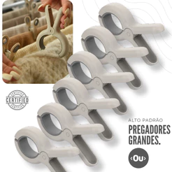 Kit 6/12 Prendedores Grande Refoçado OU Varal Roupa Pregador Resistente Flow Clips