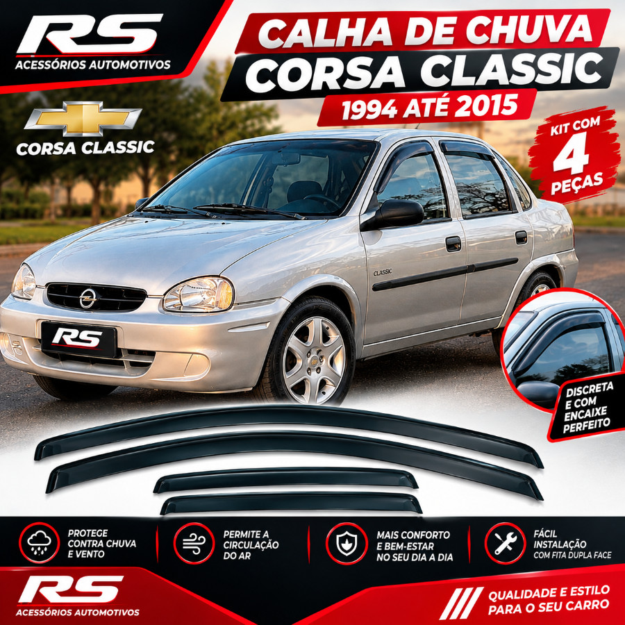 Calha De Chuva Corsa Classic 94 A 2015 4 Portas Ecoflex Defletor Acrílico Fumê Original