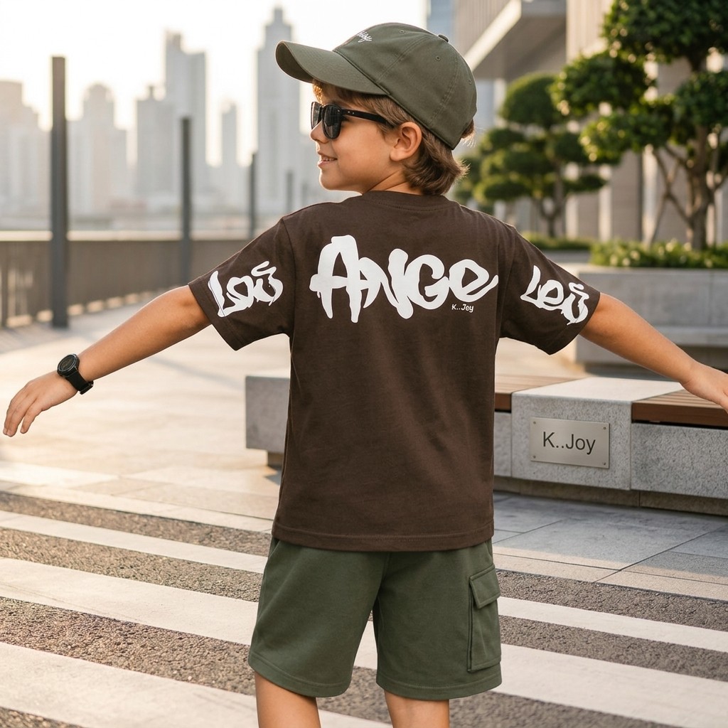 Conjunto Menino Estiloso Verão Camiseta Oversized E Bermuda Moletinho