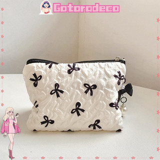 Bolsa Cosmética De Viagem GOTORADECO , De Maquiagem De Algodão Acolchoada Com Laço Pequeno , Organizador Para Meninas De