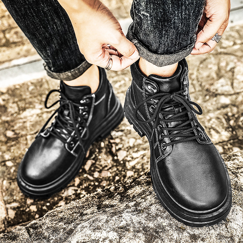 Martin botas masculinas outono esportes lazer aumentando ferramentas de alta qualidade resistente ao desgaste antiderrap