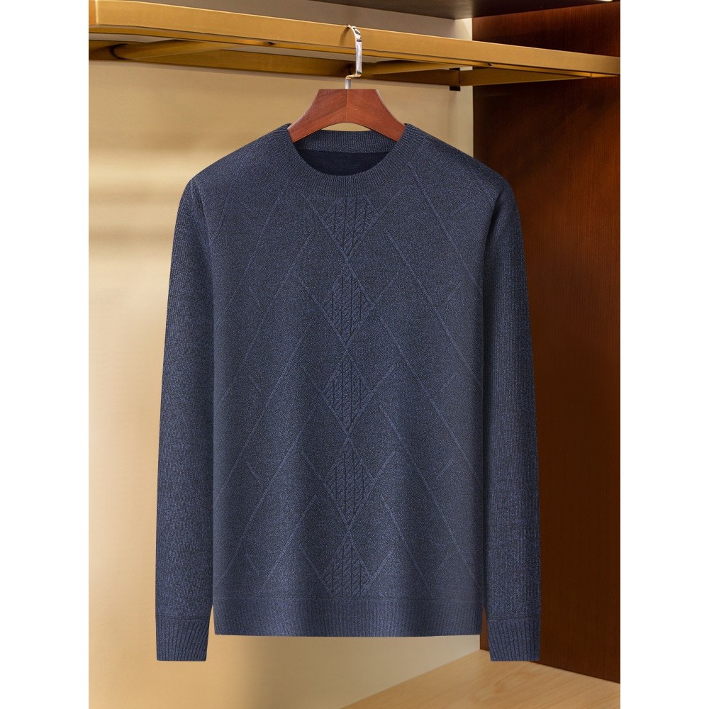 Pai Wear outono inverno novo estilo em torno do pescoço camisa de fundo masculino diamante verificação camisola de negóc