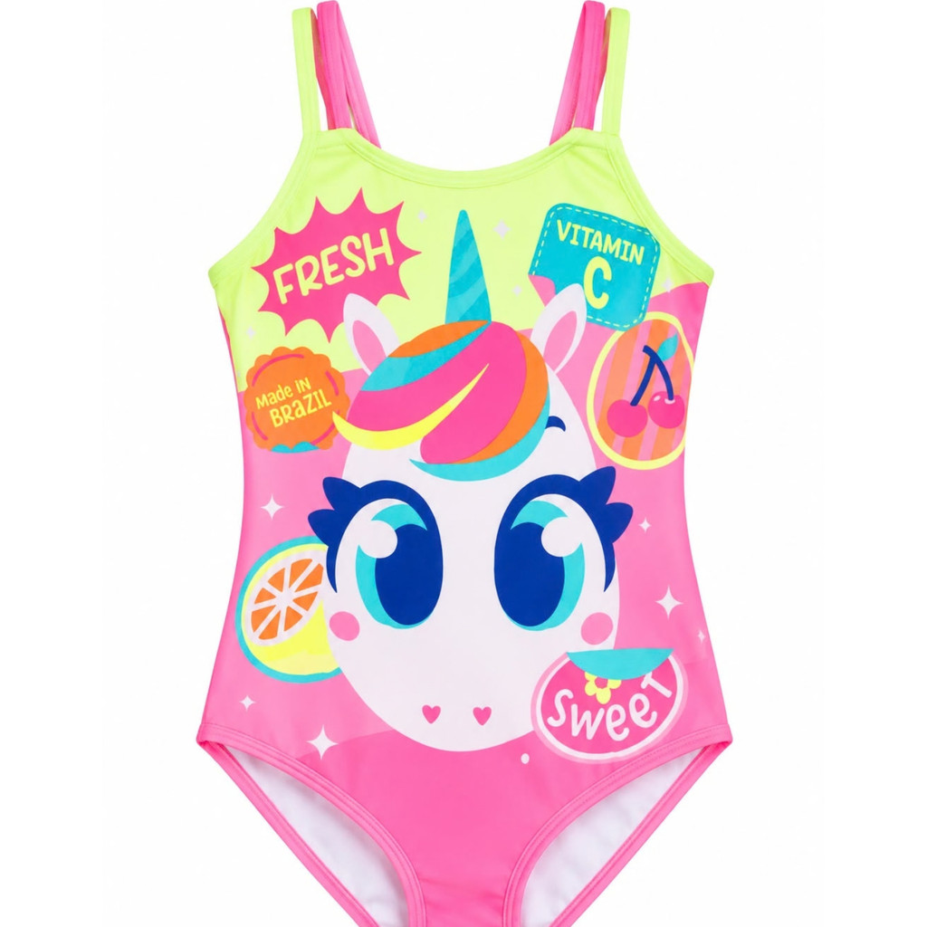 Maiô Infantil Menina Uni Frutas com Proteção UV Praia Piscina Original Puket