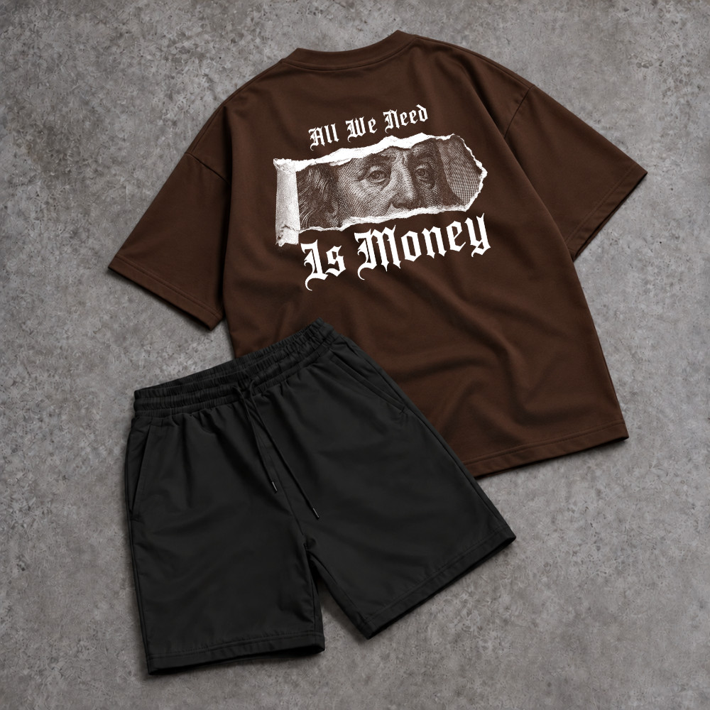 Conjunto Camiseta Oversized e Short Kit Estampado Streetwear Estampa nas Costas Trap Bermuda Tactel