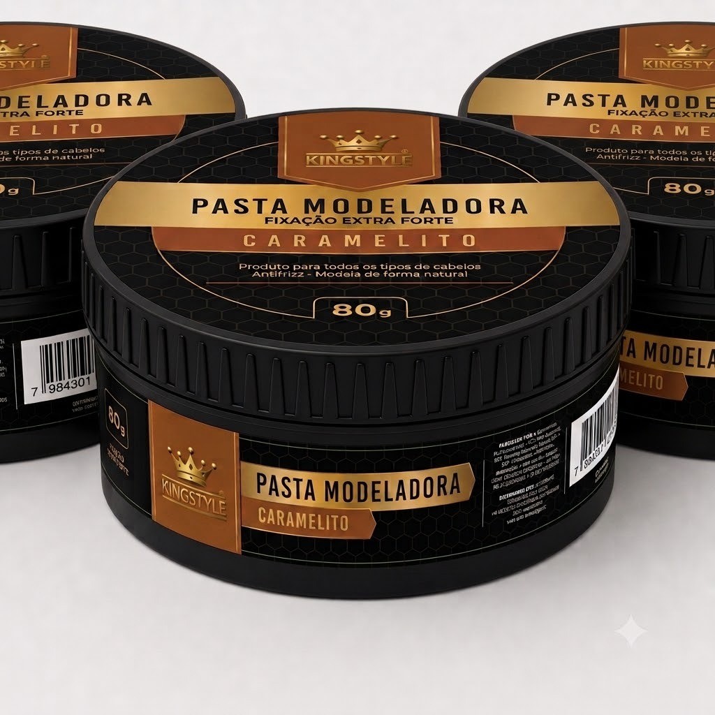 Kit 1x à 3x Pomadas Cera Caramelito 80g cada  - Modela Com Alta Fixação Hidrata os Fios FOXI
