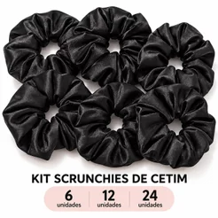 Kit 6/12/24 unid Xuxinha Cetim Luxo - Scrunchie de Cabelo