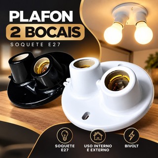 6 Plafon Duplo 2 Bocais E27 Para Lâmpada Teto Bivolt  Lâmpada E27 100w Soquete Bocal 110v 220v